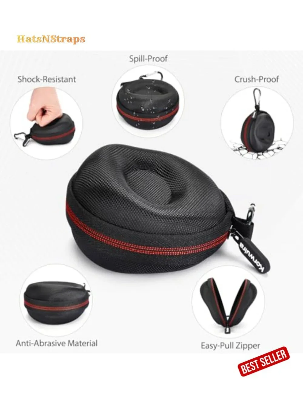 Travel Watch Case Fits 35-52mm Watches Nylon Shell Velvet Lining Foam Insert